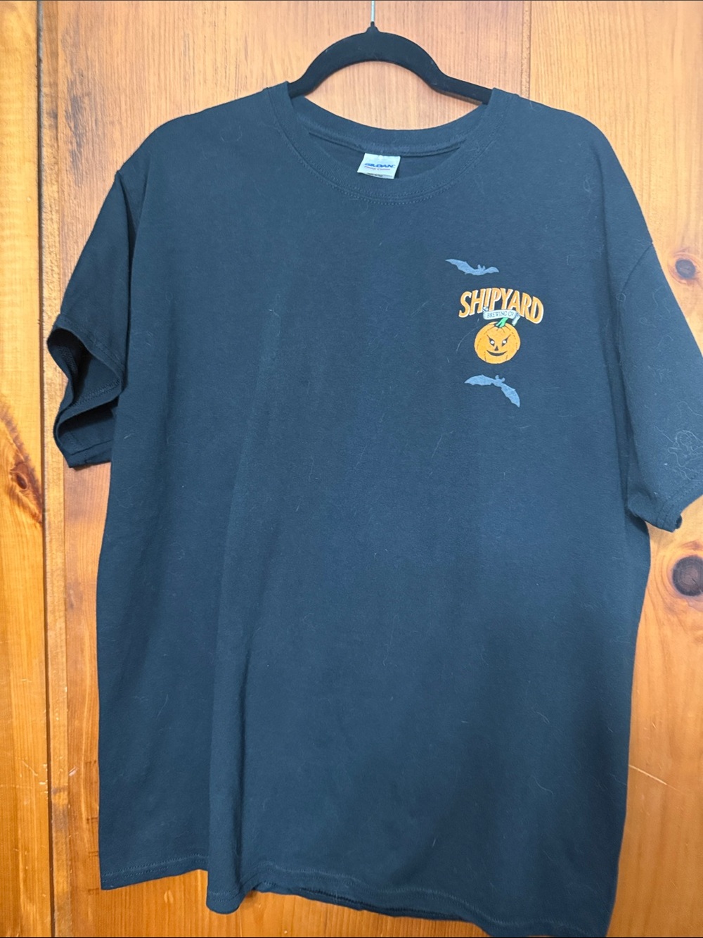Shipyard Brewing Co. Halloween Pumpkin Tee - Black with Orange Graphic